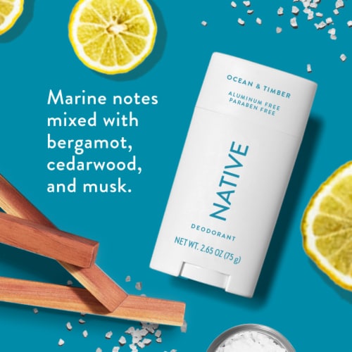 Native Ocean & Timber Deodorant Perspective: left