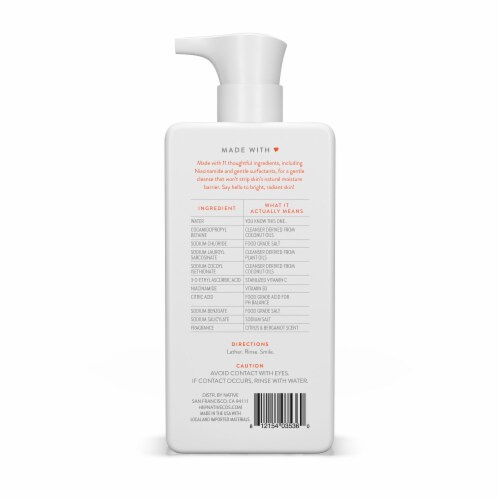 Native Face Wash Brightening Citrus and Bergamot Facial Cleanser with Vitamin C Perspective: left