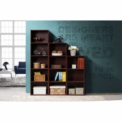 Hodedah HID23 MAHOGANY 3 Shelf Bookcase Perspective: left