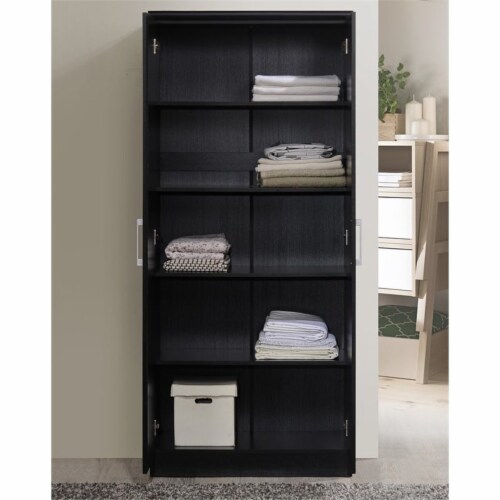 2 Door Armoire with 4 Shelves in Black Hodedah 1 Baker s