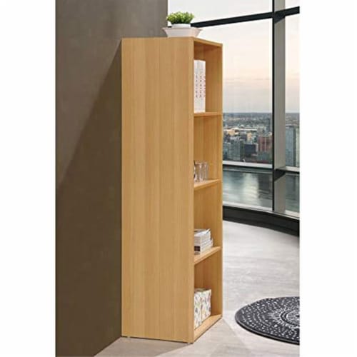 Hodedah 12 x 16 x 47 Inch 4 Shelf Bookcase and Office Organizer, Beech Finish Perspective: left