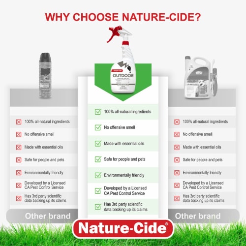Nature-Cide Outdoor Insecticide & Repellent - Natural Roach, Spider, Mosquito, Ant Spray Perspective: left