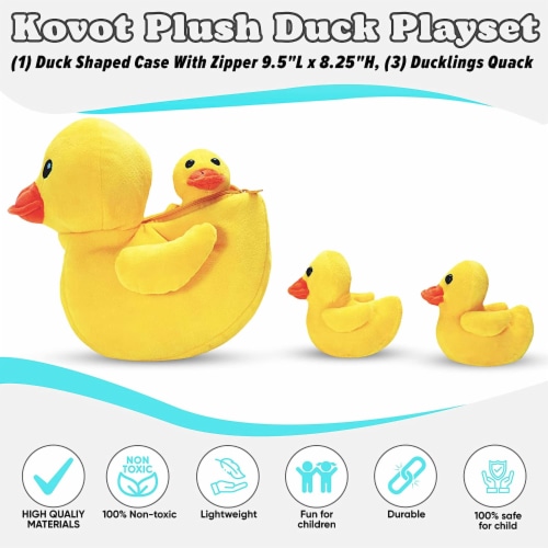 KOVOT Plush Mother Duck & 3 Quacking Baby Ducklings Perspective: left