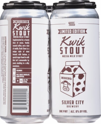 Silver City Brewery® Kwik Stout Mocha Milk Stout Beer Perspective: left