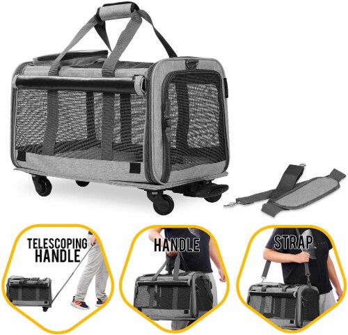 Pet Carrier with Detachable Wheels for Small and Medium Dogs