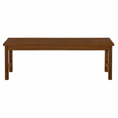 Acacia Wood Patio Bench in Brown - Walker Edison Perspective: left