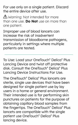 OneTouch® Delica® Plus Fine 30 Guage Lancets Perspective: left