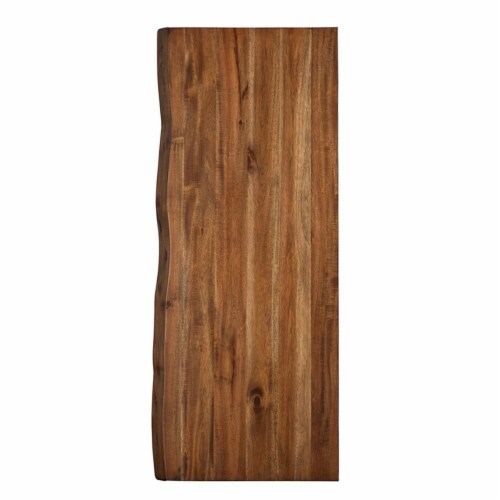 Alpine Furniture Live Edge 1 Drawer Wood Writing Desk in Light Walnut (Brown) Perspective: left