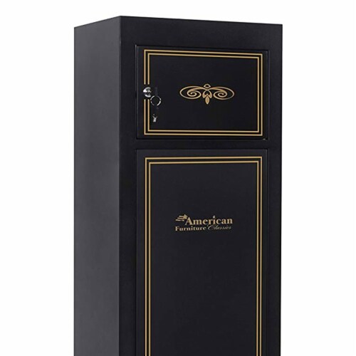 American Furniture Classics 5 Rifle Metal Home Gun Safe Storage Cabinet, Black Perspective: left