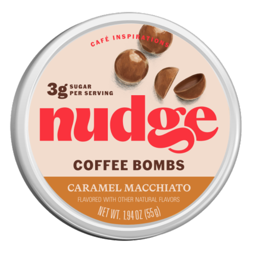 Nudge Cafe Inspirations Caramel Macchiato Flavor Coffee Bombs Snacks Perspective: left
