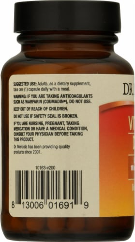 Mercola Vitamins D3 & K2 Capsules Perspective: left
