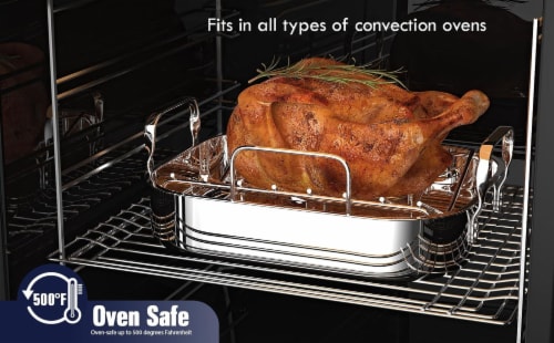 Cooks Standard 16-Inch by 13-Inch Stainless Steel Roaster with Rack Perspective: left