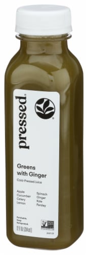 Pressed® Juicery Greens with Ginger Bottled Juice Perspective: left