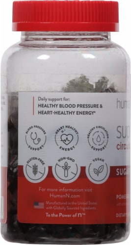 Superbeets® Sugar Free Circulation Pomegranate Berry Vegan Gummies Perspective: left