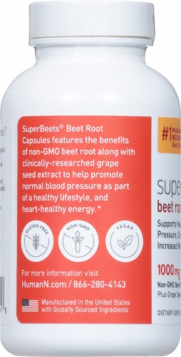 HumanN SuperBeets® Beet Root Capsules 1000mg Perspective: left