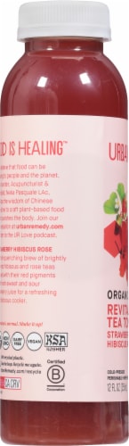 Urban Remedy Strawberry Hibiscus Rose Revitalizing Tea Tonic Perspective: left
