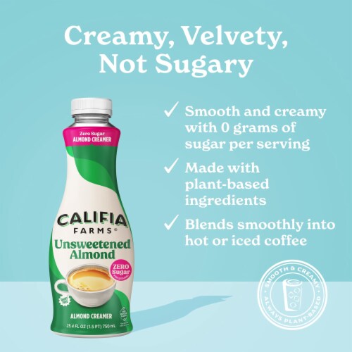Califia Farms® Unsweetened Almond Milk Coffee Creamer Perspective: left