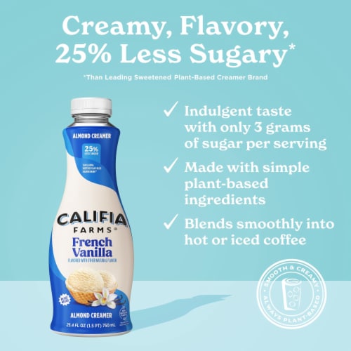 Califia Farms® French Vanilla Almond Milk Coffee Creamer Perspective: left
