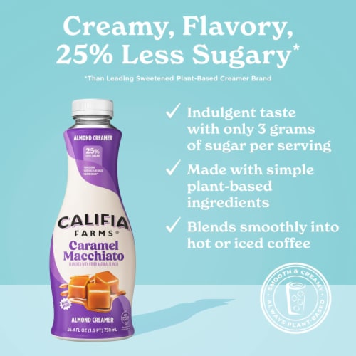 Califia Farms® Caramel Macchiato Almond Milk Coffee Creamer Perspective: left