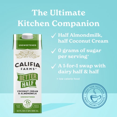 Califia Farms® Better Half™ Unsweetened Coconut Cream & Almondmilk Perspective: left