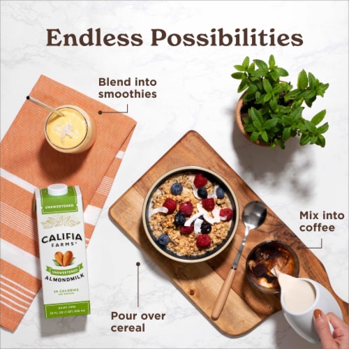 Califia Farms Unsweetened Almond Milk Perspective: left