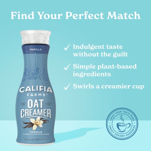 Califia Farms® Vanilla Oat Milk Coffee Creamer Perspective: left