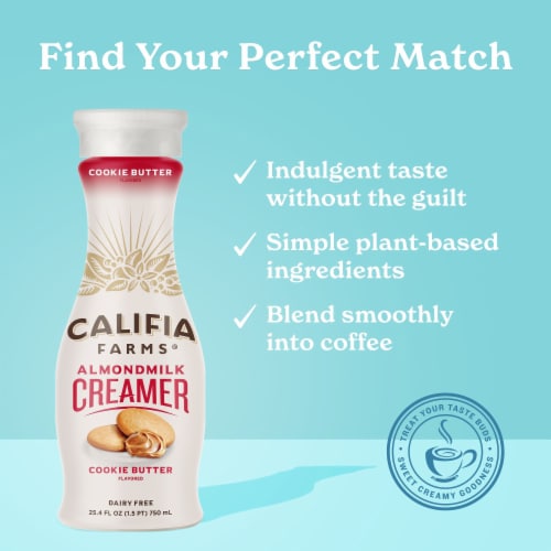 Califia Farms® Cookie Butter Dairy Free Almond Milk Coffee Creamer Perspective: left