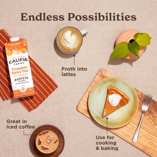 Califia Farms® Pumpkin Spice Oat Barista Blend with Oat Milk Perspective: left