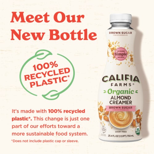 Califia Farms® Organic Brown Sugar Almond Milk Coffee Creamer Perspective: left