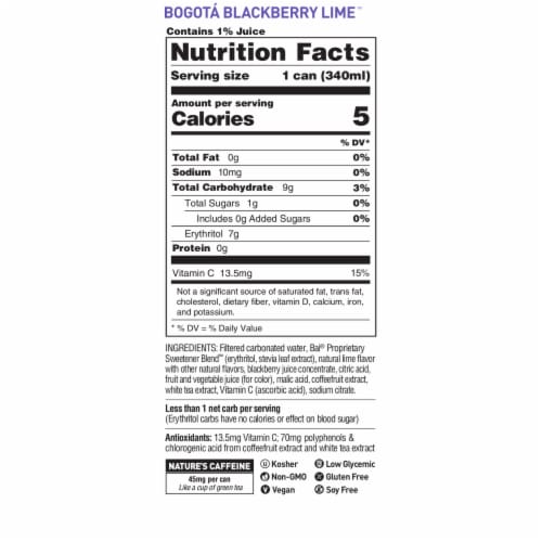 Bai® Bubbles Bogota Blackberry Lime Flavored Sparkling Bottled Water Perspective: left
