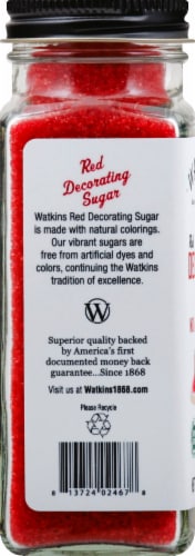 Watkins Gourment Red Decorating Sugar Perspective: left