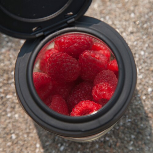 reCAP® Mason Jars lid FLIP cap | Regular Mouth | Black Perspective: left