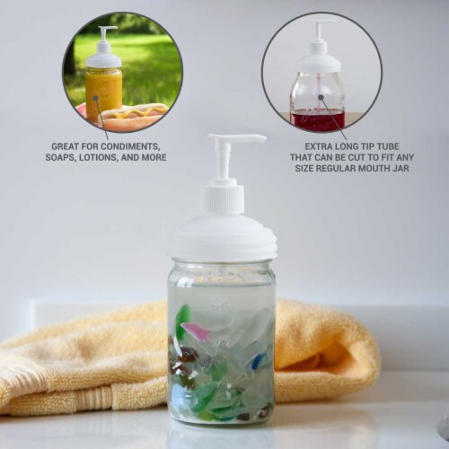 reCAP® Mason Jars Soap Dispenser Lid & Pump Cap, Regular Mouth, Natural Perspective: left