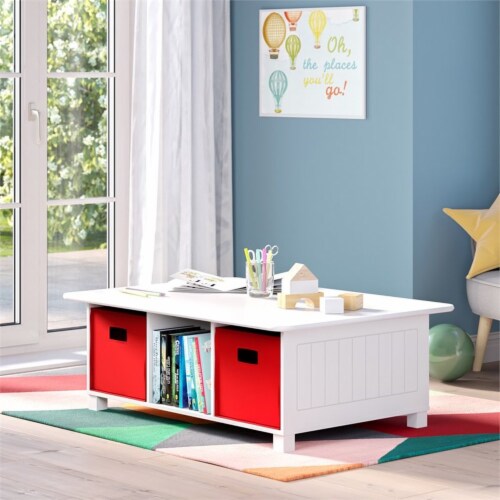 RiverRidge 2-Piece Traditional Fabric Folding Storage Bin Set in Red Perspective: left