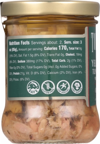Tonnino Tuna Fillets with Oregano in Olive Oil Perspective: left