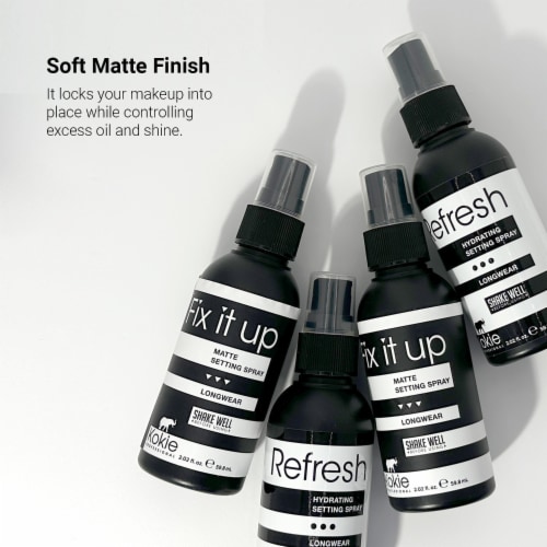 Kokie Professional Fix It Up Matte Setting Spray Perspective: left