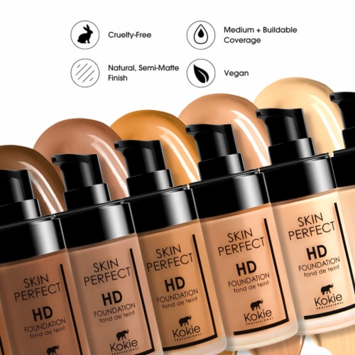 Kokie Professional Skin Perfect HD Foundation Deep Mahogany 120C Perspective: left