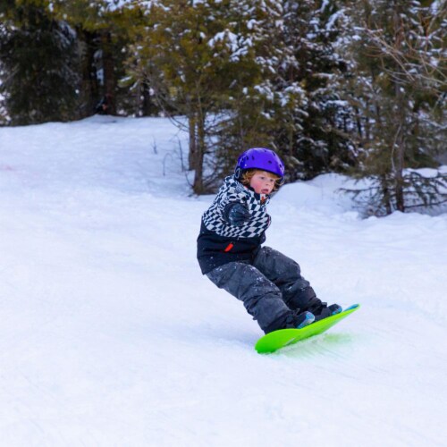 Lucky Bums 95cm Youth Kids Plastic Snowboard with Adjustable Bindings, Green Perspective: left
