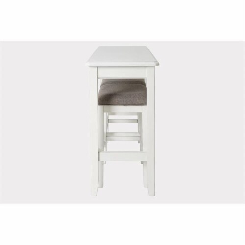 New Ridge Home Goods Traditional Wood Sofa Table with Two Stools in White Perspective: left