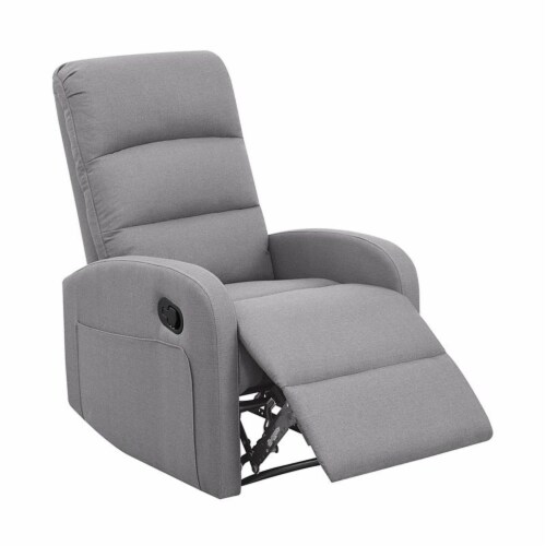 New Ridge Home Goods Charlotte Manual Upholstered Recliner in Cement Fabric 1 Metro Market