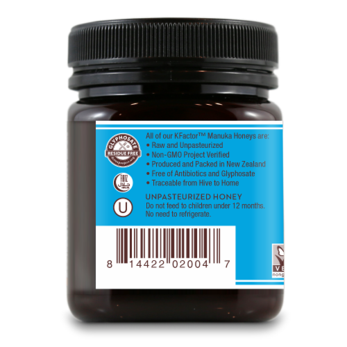 Wedderspoon KFactor 12 Raw Multifloral Manuka Honey Perspective: left