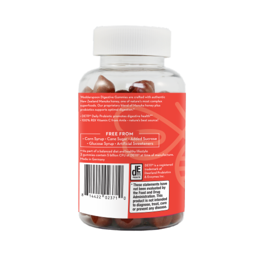 Wedderspoon® Manuka Honey Berry Flavored Digestive Gummies Perspective: left