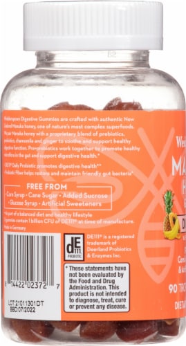 Wedderspoon® Manuka Honey Tropical Flavored Digestive Gummies Perspective: left