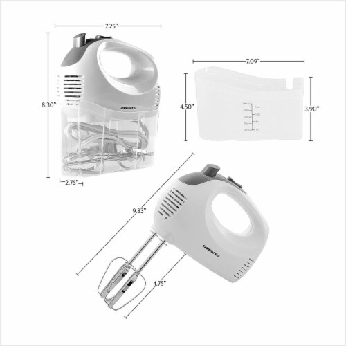 Ovente 5 Speed, Ultra Power Hand Mixer with Storage Case, 9.83 in