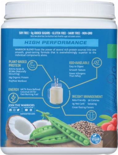 Sunwarrior® Organic Chocolate Warrior Blend Protein Powder Perspective: left