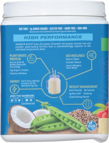 Sunwarrior® Vanilla Warrior Blend Plant-Based Organic Protein Powder Perspective: left