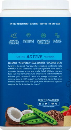 Sunwarrior Warrior Blend Plant-Based Vanilla Dietary Supplement Protein Powder Perspective: left