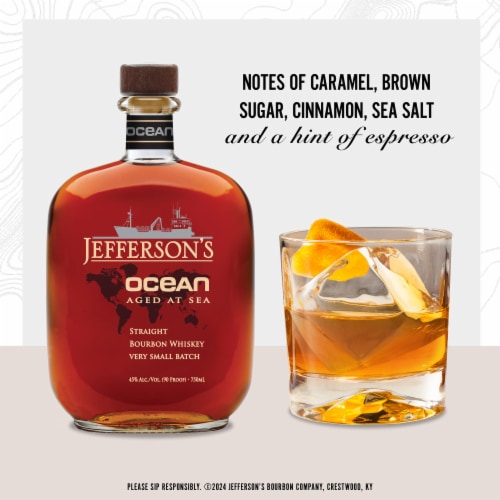 Jefferson's Ocean Aged at Sea Very Small Batch Kentucky Straight Bourbon Whiskey Perspective: left