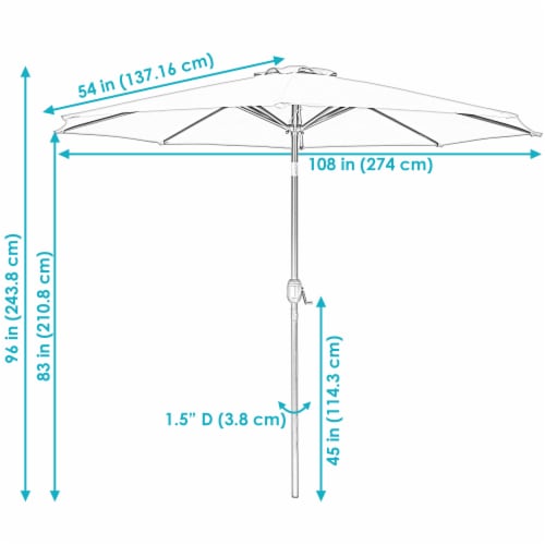 Sunnydaze 9 ft Aluminum Patio Umbrella with Tilt and Crank - Red Perspective: left
