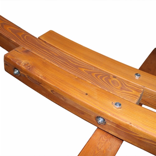 Sunnydaze Curved Wooden Arc Hammock Stand with Hooks and Chains 13 ft 48 Mariano s